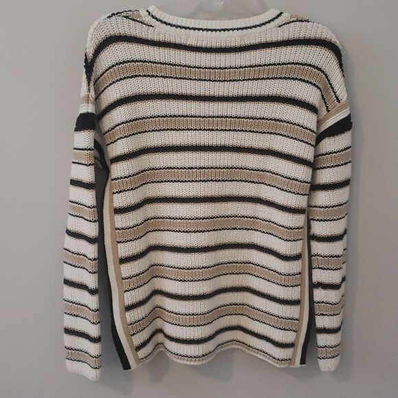 Max STUDIO Striped 100% cotton Knit Pullover Sweater women's medium - Picture 3 of 6